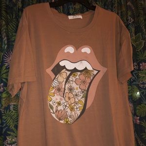 Daydreamer for Free People Pink Rolling Stones Tee Large